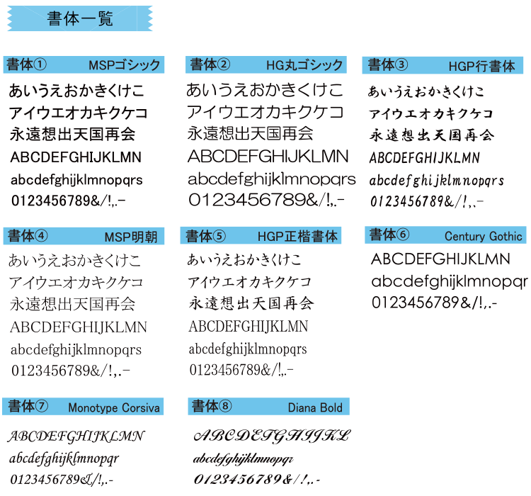 書体一覧